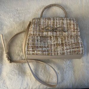 LC Lauren Conrad Beige Tweed Crossbody Bag